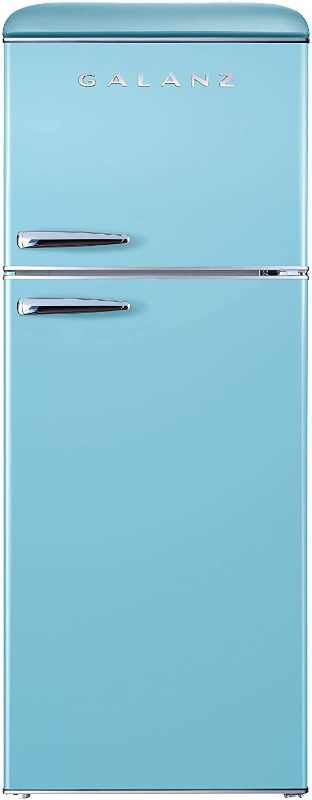 Photo 1 of Galanz GLR10TBEEFR True Top Freezer Retro Refrigerator Frost Free, Dual Door Fridge, Adjustable Electrical Thermostat Control, Blue, 10.0 Cu Ft
