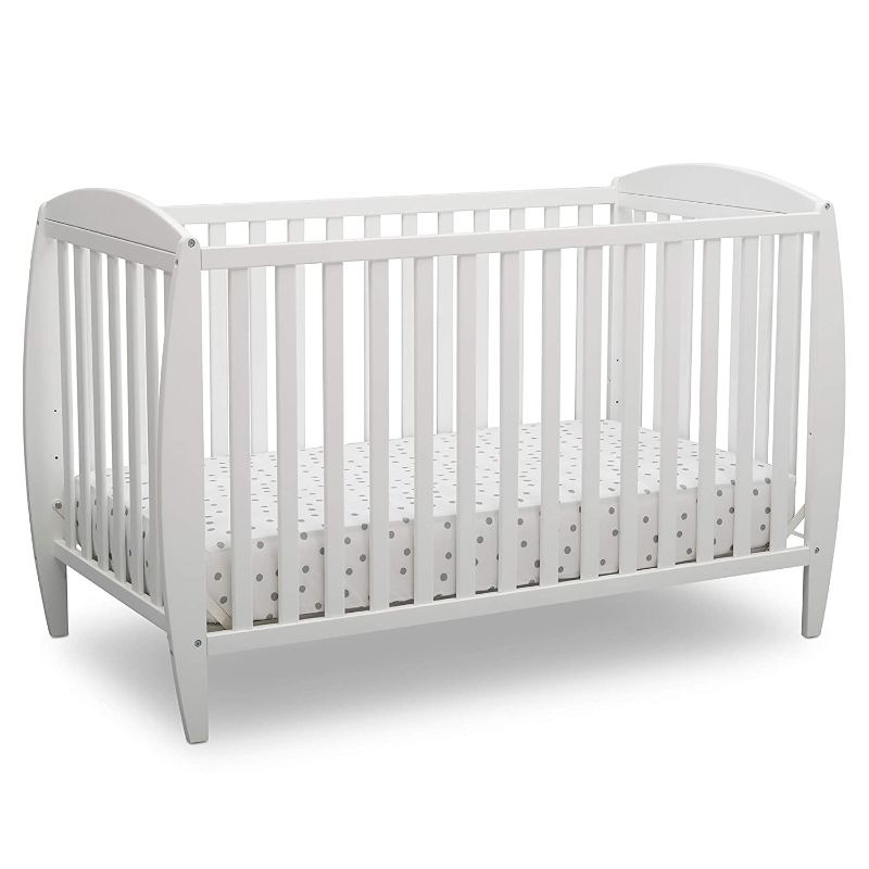 Photo 1 of Delta Children Twinkle 4-in-1 Convertible Baby Crib, Easy to Assemble, Sustainable New Zealand Wood, JPMA Certified, White
