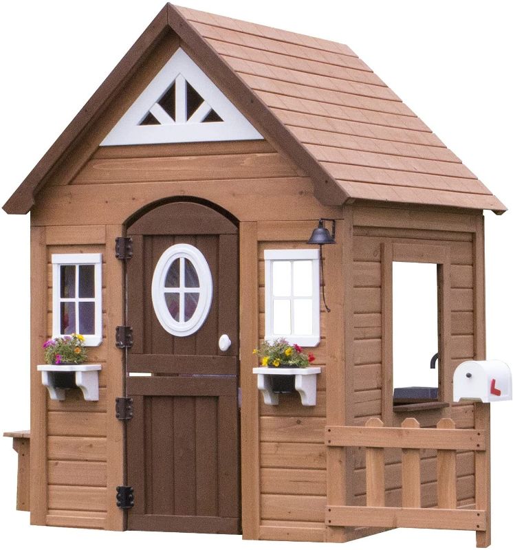 Photo 1 of (Box 1 of 1)
Backyard Discovery Aspen All Cedar Outdoor Wooden Playhouse
