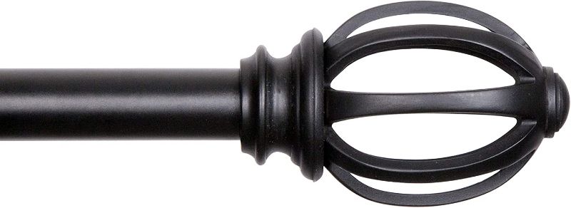 Photo 1 of **INCOMPLETE**
Kenney 5/8" Fast Fit Lilly Easy Install Curtain Rod, Black, 66"-120" & Beckett 5/8" Standard Decorative Window Curtain Rod, 28-48", Black
