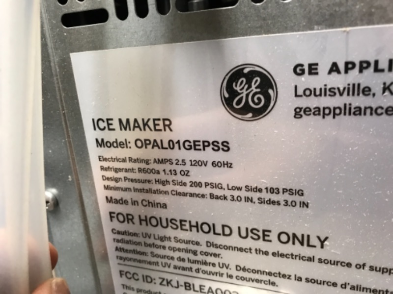 Photo 7 of **DAMAGED**
GE Profile Opal | Countertop Nugget Ice Maker | Portable Ice Machine Complete with Bluetooth Connectivity | Smart Home Kitchen Essentials | Stainless Steel Finish | Up to 24 lbs. of Ice Per Day
