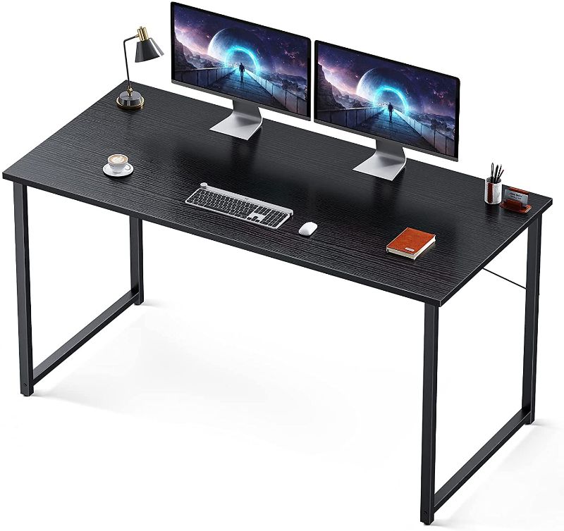 Photo 1 of Coleshome 55 Inch Computer Desk, Modern Simple Style Desk for Home Office, Study Student Writing Desk,Black
