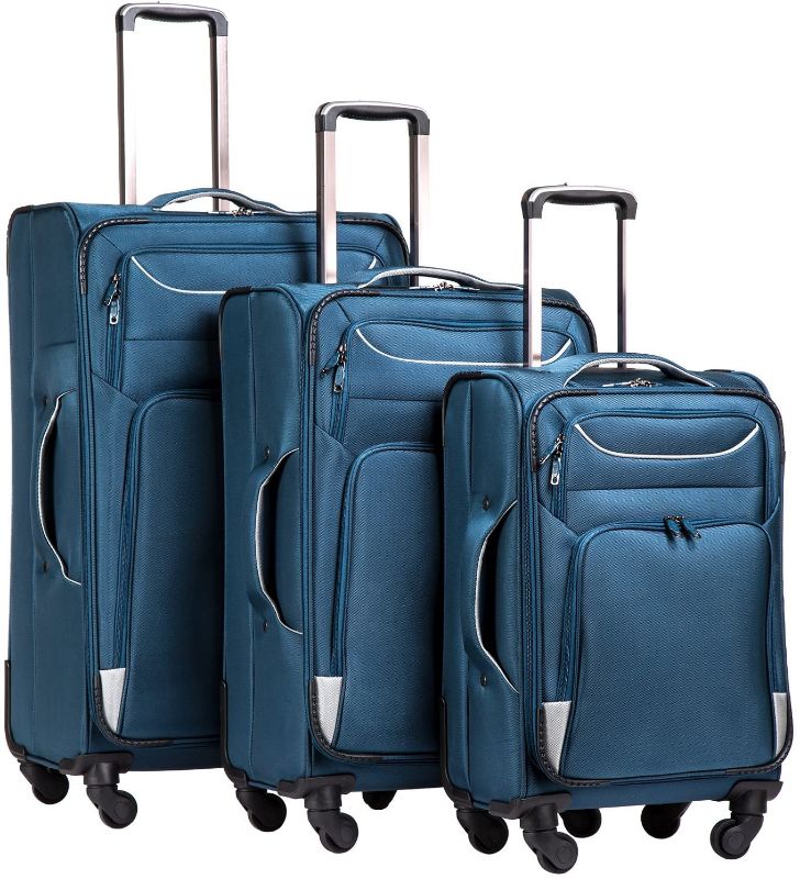 Photo 1 of **SLIGHTLY DIFFERENT FROM STOCK PHOTO**
Coolife Luggage 3 Piece Set Suitcase Spinner Softshell lightweight (navy blue)
