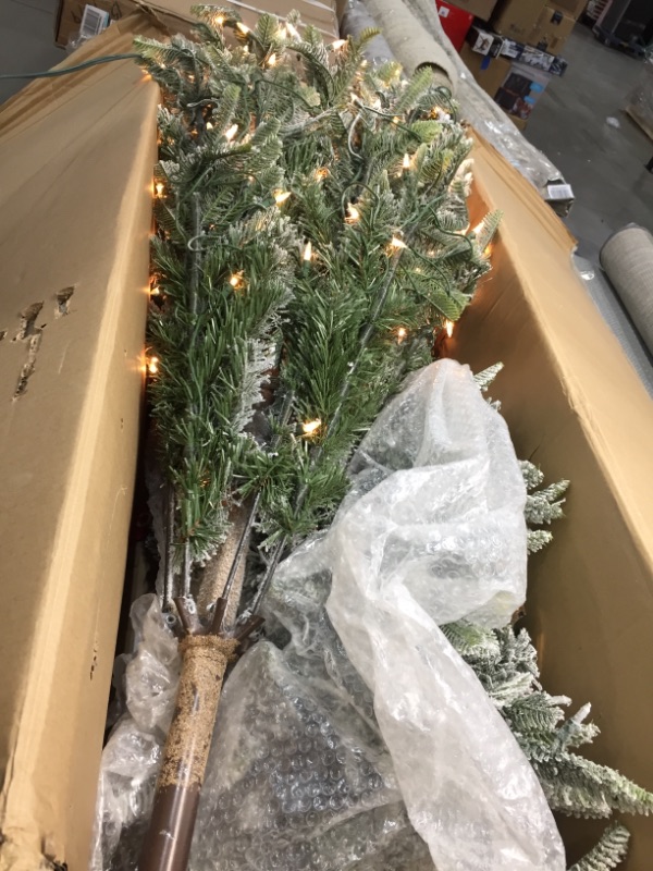 Photo 2 of **INCOMPLETE**
Puleo International 7.5 Foot Pre-Lit Flocked Aspen Fir Artificial Christmas Tree with 700 UL Listed Clear Lights
