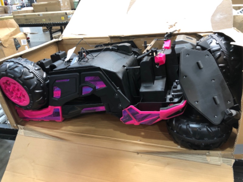 Photo 2 of **incomplete** Kid Trax Toddler UTV Electric Ride-On Toy, Kids 3-5 Years Old, 6 Volt Battery and Charger, Max Rider Weight 60 lbs, LED Headlights, Pink
