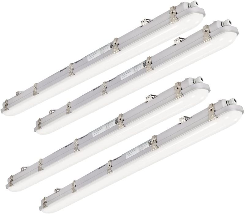 Photo 1 of 4FT LED Vapor Tight Light 60W 6600lm (120W Eq.), Waterproof LED Outdoor Shop Light 5000K IP66 100-277V LED Vapor Proof Fixture for Parking Garage Car Wash Warehouse UL Listed 4-Pack by DAKASON
