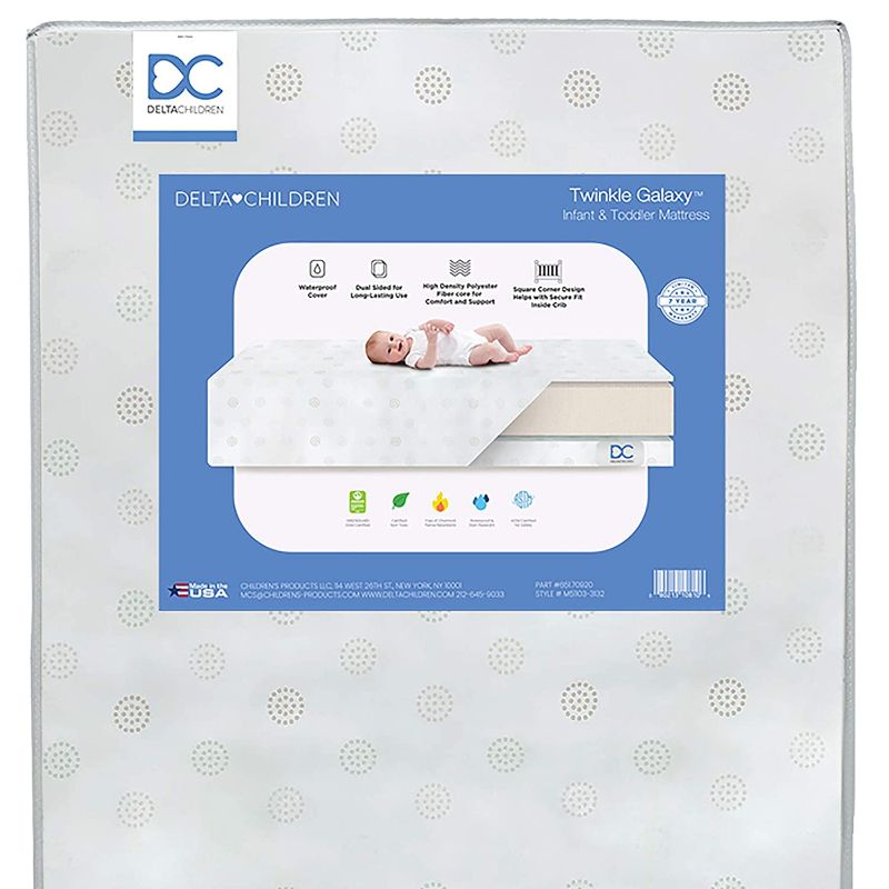 Photo 1 of 
Delta Children Twinkle Galaxy Dual Sided Crib and Toddler Mattress 