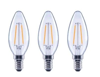 Photo 1 of 25-Watt Equivalent B11 Candle Dimmable ENERGY STAR Clear Glass Filament LED Vintage Edison Light Bulb Daylight (4-Pack)
