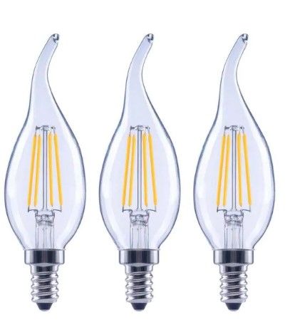 Photo 1 of 40-Watt Equivalent B11 Dimmable Flame Bent Tip Clear Glass Filament LED Vintage Edison Light Bulb Daylight (4-Pack)
