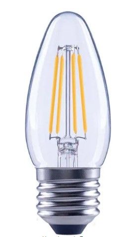 Photo 1 of 60-Watt Equivalent B11 Dimmable Blunt Tip Candle Clear Glass Filament LED Vintage Edison Light Bulb Daylight (4-Pack)
