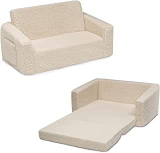 Photo 1 of Delta Children Cozee Flip-Out Sherpa 2-in-1 Convertible Sofa to Lounger for Kids, Cream