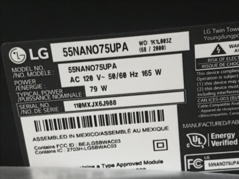 Photo 5 of LG NanoCell 75 Series 55” Alexa Built-in 4k Smart TV (3840 x 2160), 60Hz Refresh Rate, AI-Powered 4K Ultra HD, Active HDR, HDR10, HLG
**NEW***