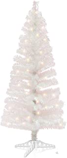 Photo 1 of 5FT Pre-Lit Artificial Christmas Tree, White Tinsel Small Christmas Tree, for Home Party, Wedding, Holiday, Indoor Outdoor Thanksgiving Xmas Decor - Colorful White.
