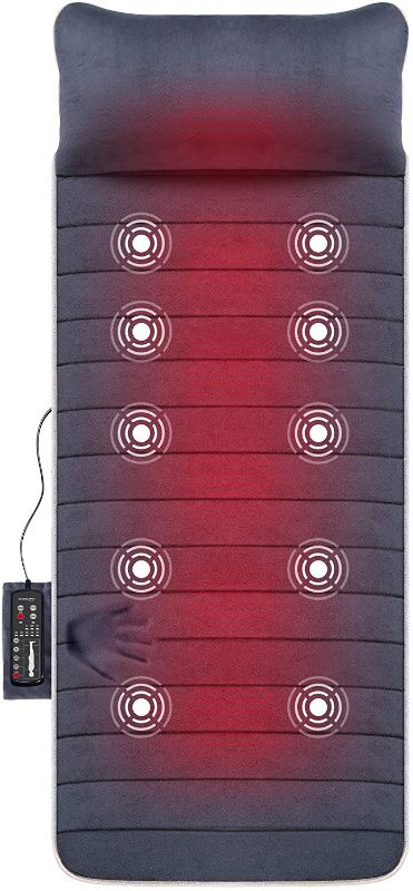 Photo 1 of SNAILAX Memory Foam Massage Mat with Heat, 6 Therapy Heating pad,10 Vibration Motors Massage Mattress Pad, Full Body Massager Cushion Relieve Neck, Back, Waist, Legs