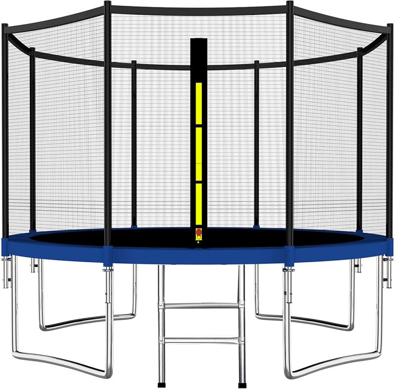 Photo 1 of  12FT Trampoline Safety Enclosure Net Combo Bounce Jump for People Outdoor with Spring Pad Waterproof Jump Mat & Ladder, Black
