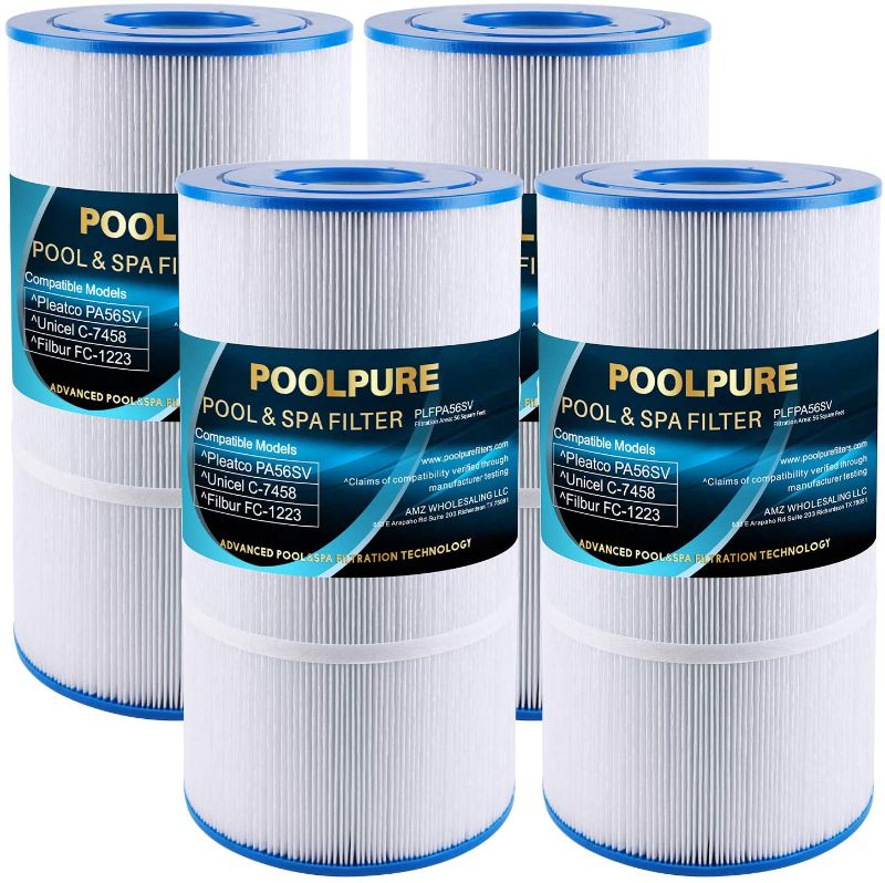 Photo 1 of **parts only ** POOLPURE Replacement for Pool Filter Hayward CX480XRE, Pleatco PA56SV-PAK4, Unicel C-7458, Filbur FC-1223, FC-6420, Hayward SwimClear C2020, C2025, 4X56 sq. ft. Filter Cartridge
