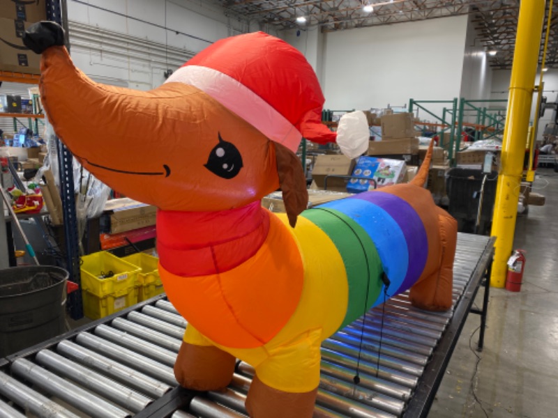 Photo 2 of 
6 ft Pre-Lit LED Airblown Dachshund Dog with Rainbow Sweater Christmas Inflatable