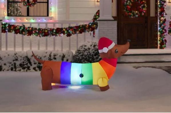 Photo 1 of 
6 ft Pre-Lit LED Airblown Dachshund Dog with Rainbow Sweater Christmas Inflatable