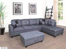 Photo 1 of **incomplete** 3 PC Sectional Sofa Set, Gray Linen Right -Facing Chaise with Free Storage Ottoman
