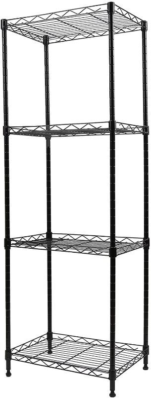 Photo 1 of *Missing ONE wheel*
REGILLER 4-Tier Wire Shelving Unit Metal Storage Rack Adjustable Organizer Perfect for Pantry Laundry Bathroom Kitchen Closet Organization
21x11"