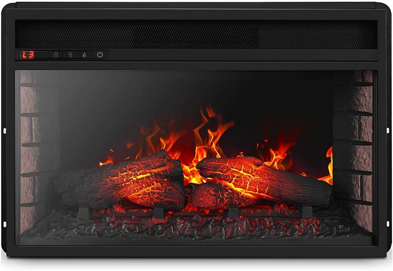 Photo 1 of TESTED**SIMILAR TO STOCK PHOTO**26 Inch 1400W 3D Infrared Electric Fireplace Heater Insert with Remote Control, Realistic Logs & Flames, Adjustable Portable Indoor Space - Black MODEL T155-E