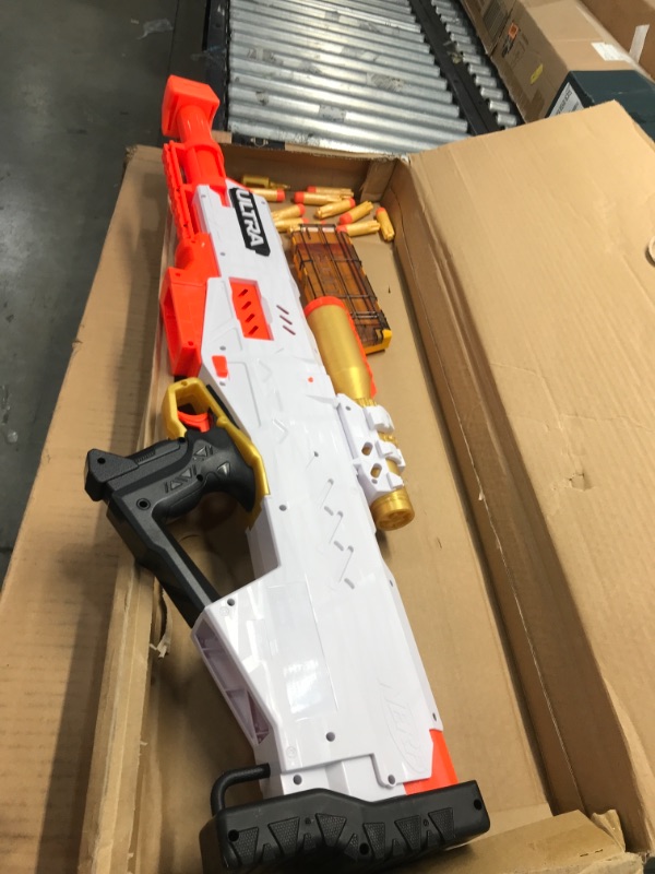 Photo 2 of NERF Ultra Pharaoh Blaster with Premium Gold Accents, 10-Dart Clip, 10 Ultra Darts, Bolt Action, Compatible Only Ultra Darts
