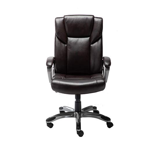 Photo 1 of Amazon Basics High-Back Bonded Leather Executive Office Computer Desk Chair - Brown
