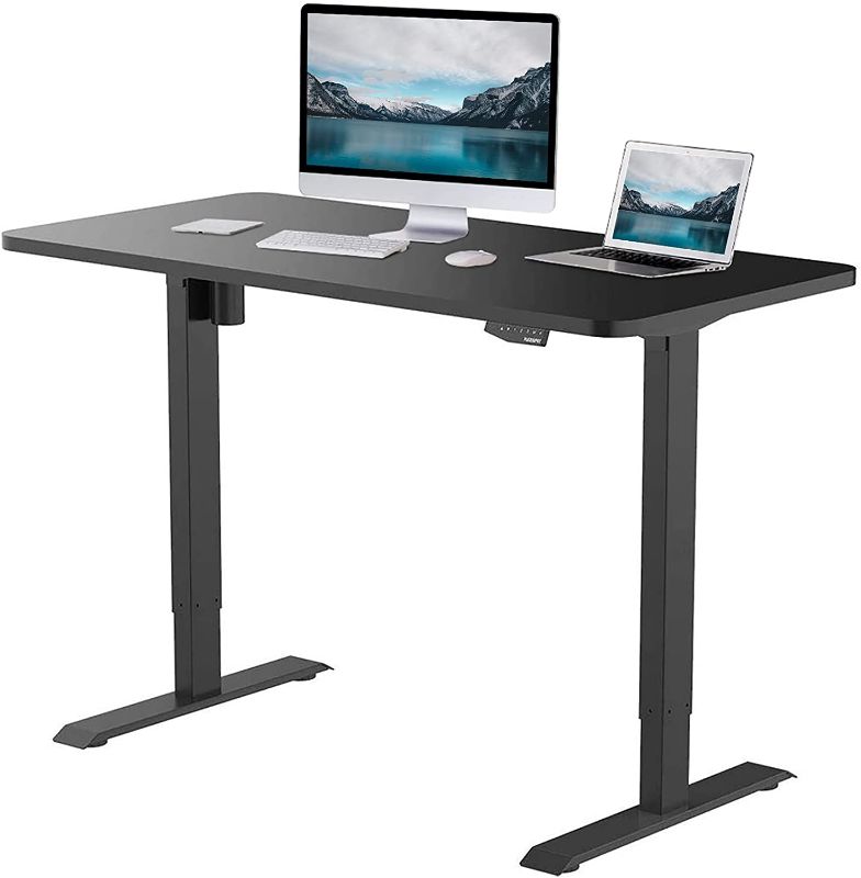 Photo 1 of Flexispot EN1 Height Adjustable Desk Black Standing Desk Sit Stand Up Desk with Memory Controller Home Office 48 x 30 Inches Primo(Black Frame + 48 in Black Top)
