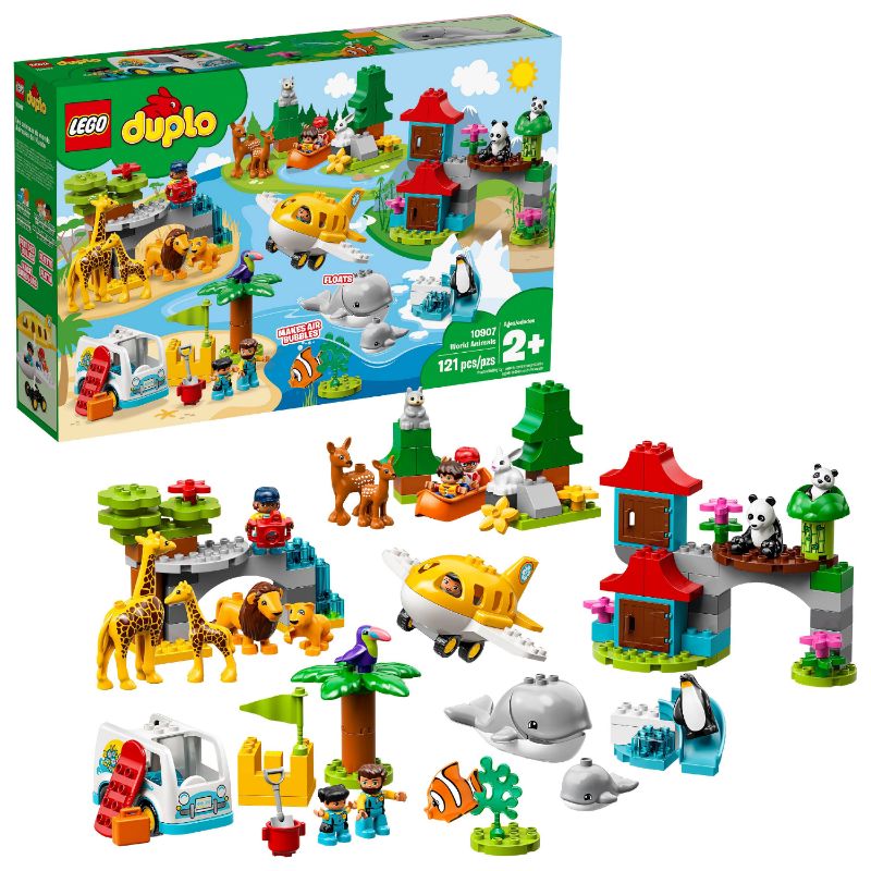Photo 1 of **MISSING SOME**LEGO DUPLO Town World Animals 10907 Building Bricks, Toy Animal Set for Toddlers Includes Whales, Lions, Pandas, Giraffes and Other Wild Animals...
