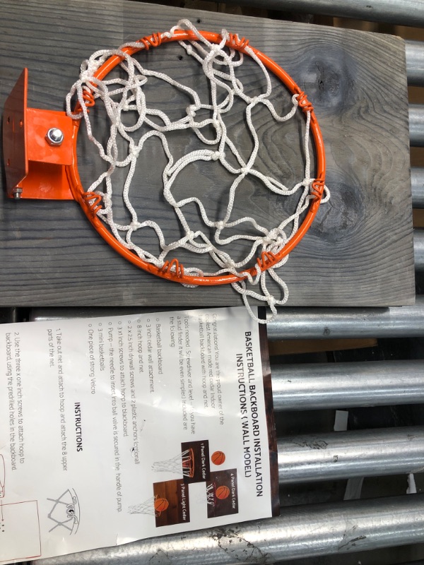 Photo 2 of **MISSING PARTS ** Cali Kiwi Pros Indoor Basketball Wood Backboard, for Wall Made with American Cedar. Includes 9” Hoop, Net & 3 Mini Basketballs & Hand Pump + 5 Bonus Balls
