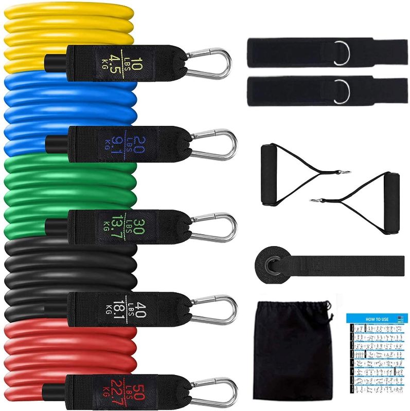 Photo 1 of 2 PACKS OF Resistance Bands Set for Men/Women (11Pcs), Exercise Bands Stackable up to 150lbs with Handles, Portable Home Gym Accessories for Resistance Training, Yoga, Physical Therapy, Home Workouts