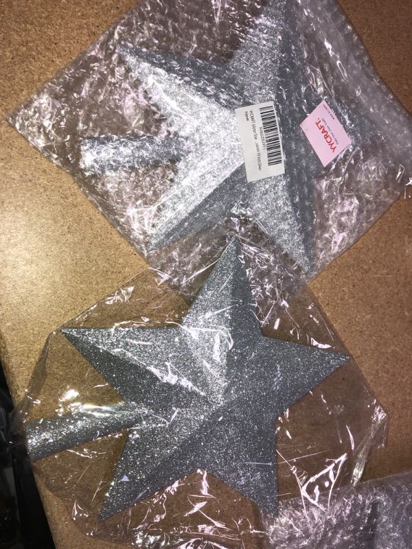 Photo 1 of 2 PACKS OF- YYCRAFT Glitter Star Tree Topper for Christmas Decoration-10 Inch,Silver
