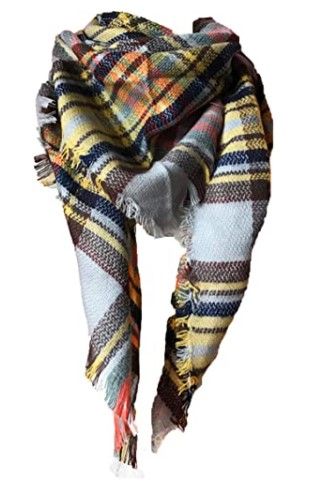 Photo 1 of 2-PACK : Wander Agio Womens Warm Long Shawl Winter Wraps Large Scarves Knit Cashmere Feel Plaid Triangle Scarf
