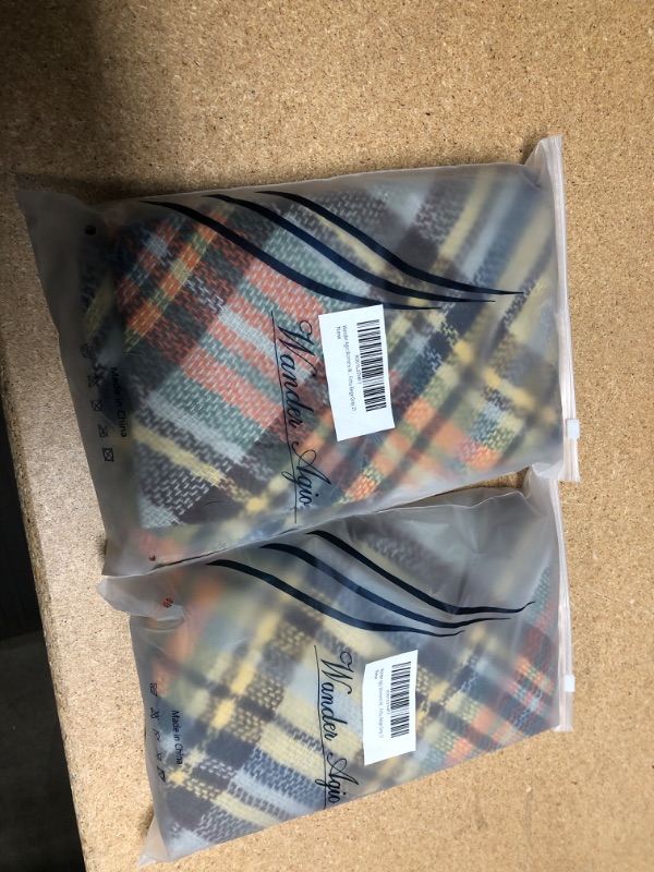 Photo 1 of 2-PACK : Wander Agio Womens Warm Long Shawl Winter Wraps Large Scarves Knit Cashmere Feel Plaid Triangle Scarf
