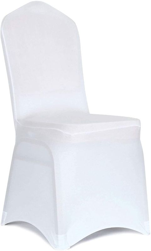 Photo 1 of 10 PCS White Spandex Dining Room Chair Covers for Living Room - Universal Stretch Chair Slipcovers Protector for Wedding, Banquet, and Party