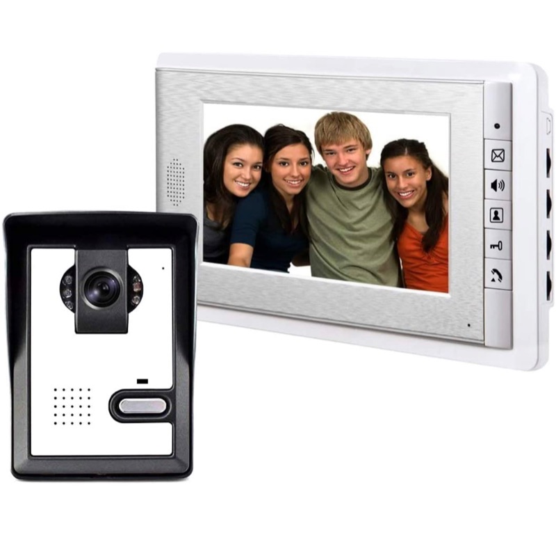 Photo 1 of AMOCAM Wired Video Intercom Doorbell System 7 Inches LCD Monitor Video Door Phone Bell Kits support Monitoring,Unlock,Dual-way Door Intercom for villa Home Security Systems 1-IR Camera 1-Color Screen