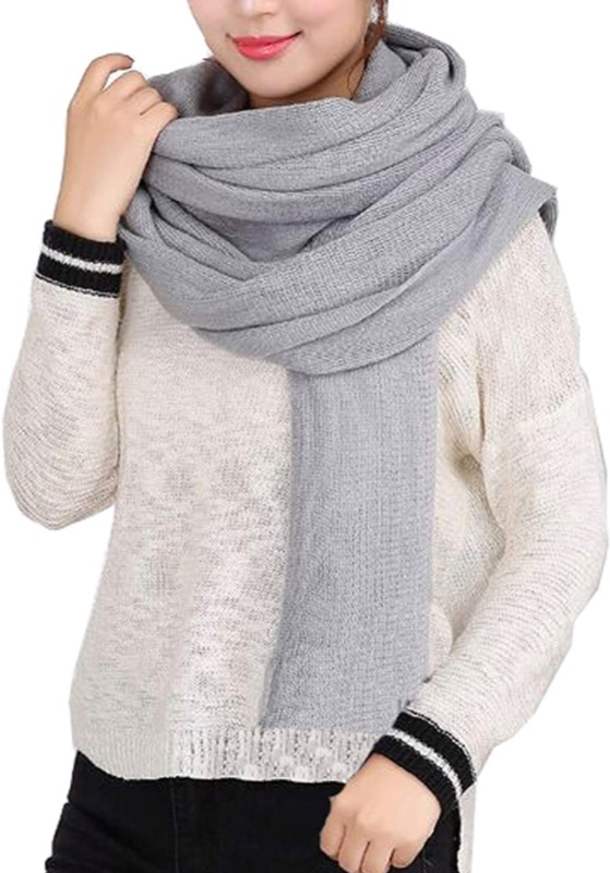 Photo 1 of Wander Agio Women's Warm Long Shawl Winter Warm Large Scarf Pure Color
(4 PACK) 2 GRAY 2 KHAKI