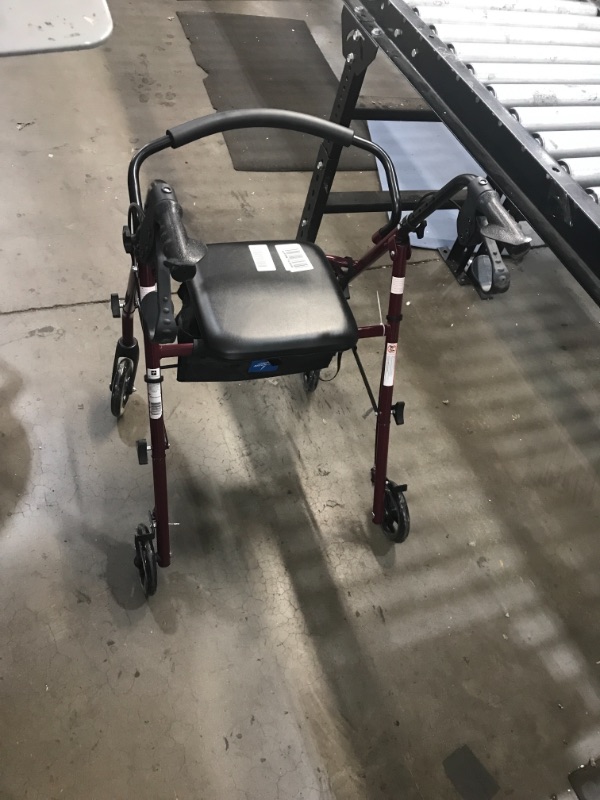 Photo 2 of Medline Steel Rollator Walker Burgundy 350 lbs Capacity