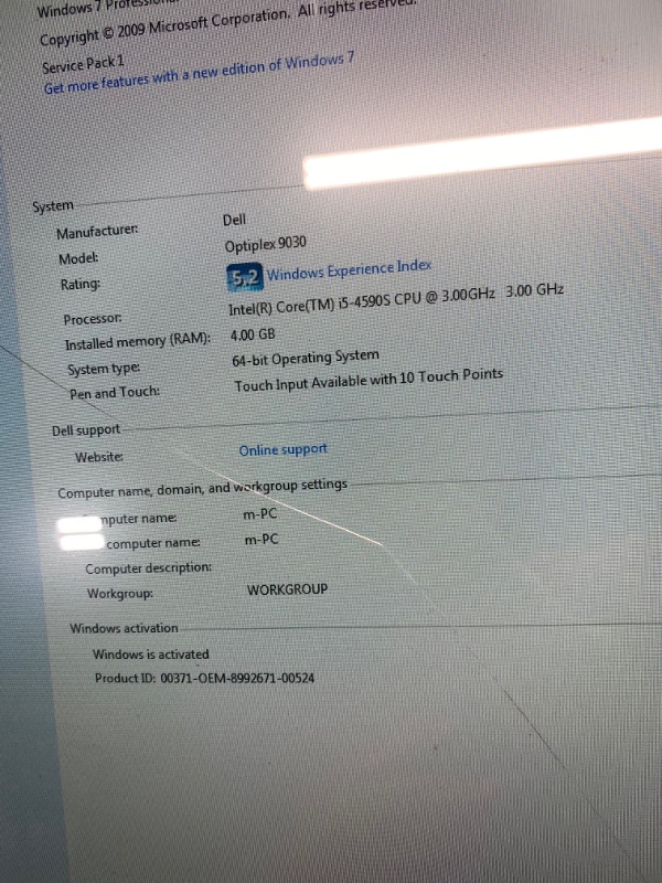 Photo 7 of ***TOUCHSCREEN CRACKED*** Dell OptiPlex 9030 All-in-One Computer - Core i5 i5-4590S - 4 GB RAM,  100GB HD
