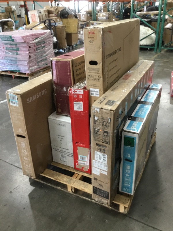 Photo 1 of Pallet of broken assorted monitors and tvs. Pallet sold as is no refunds. 