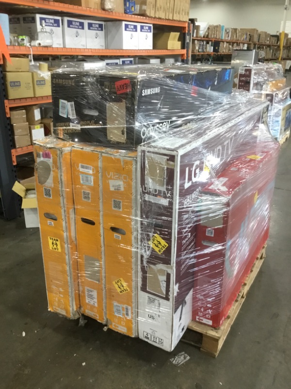 Photo 1 of PALLET OF ASSORTED DAMAGED TVS AND MONITORS SOLD AS IS NON REFUNDABLE