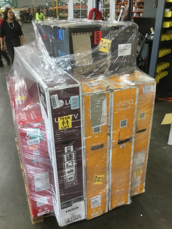 Photo 1 of PALLET OF ASSORTED DAMAGED TVS AND MONITORS SOLD AS IS NON REFUNDABLE