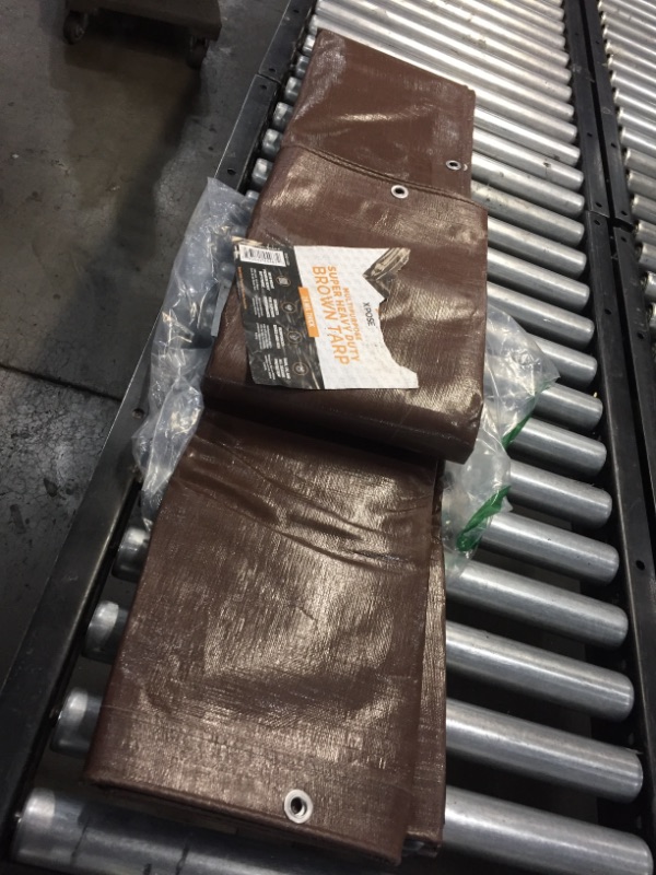 Photo 2 of 12' x 20' Super Heavy Duty 16 Mil Brown Poly Tarp Cover - Thick Waterproof, UV Resistant, Rip and Tear Proof Tarpaulin with Grommets and Reinforced Edges - by Xpose Safety
