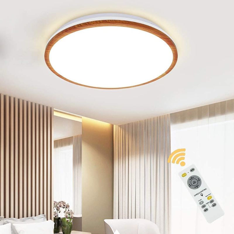 Photo 1 of LED Flush Mount Ceiling Light, 35W Dimmable Round Ceiling Light Fixture with Remote, Close to Ceiling Light Fixtures for Living Room, Bedroom, Dining Room, 3-Light Color Changeable, Timing