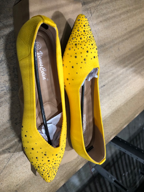 Photo 2 of Women's Dextrous Rhinestone Flat Shoe Yellow Size 8 