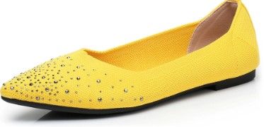 Photo 1 of Women's Dextrous Rhinestone Flat Shoe Yellow Size 8 