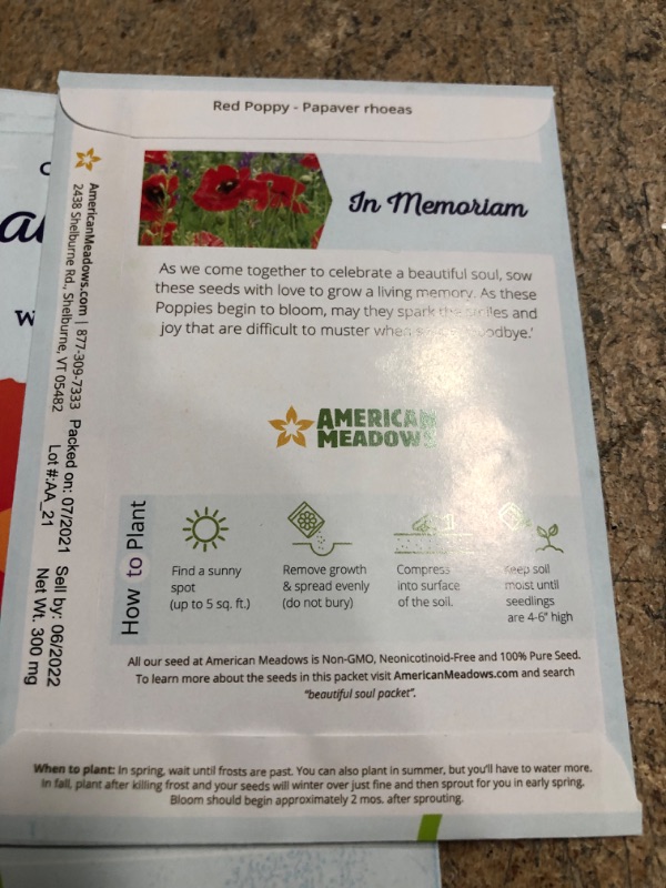 Photo 4 of American Meadows Wildflower Seed Packets "Celebrate a Beautiful Soul" Memorial Favors (Pack of 20)