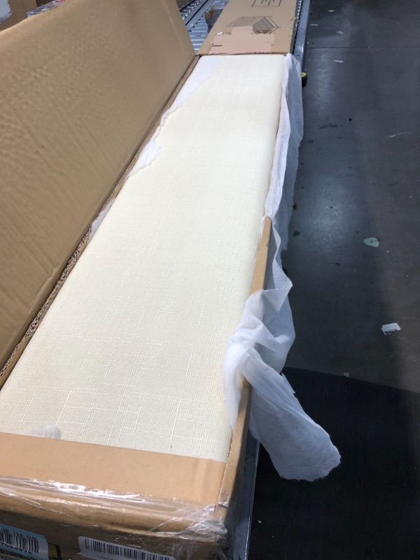 Photo 2 of ***INCOMPLETE BOX 2 OF 2 ONLY ****Home Life Cloth Light Beige Cream Linen 51" Tall Headboard Platform Bed with Slats KING