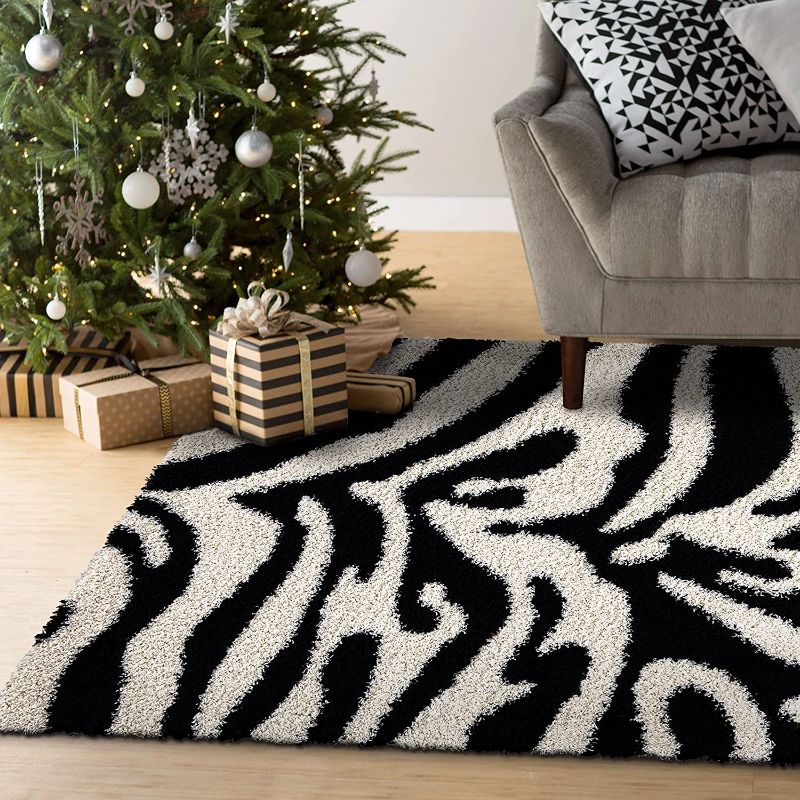 Photo 1 of  Zebra Shag Area Rug, 5'3X7'
