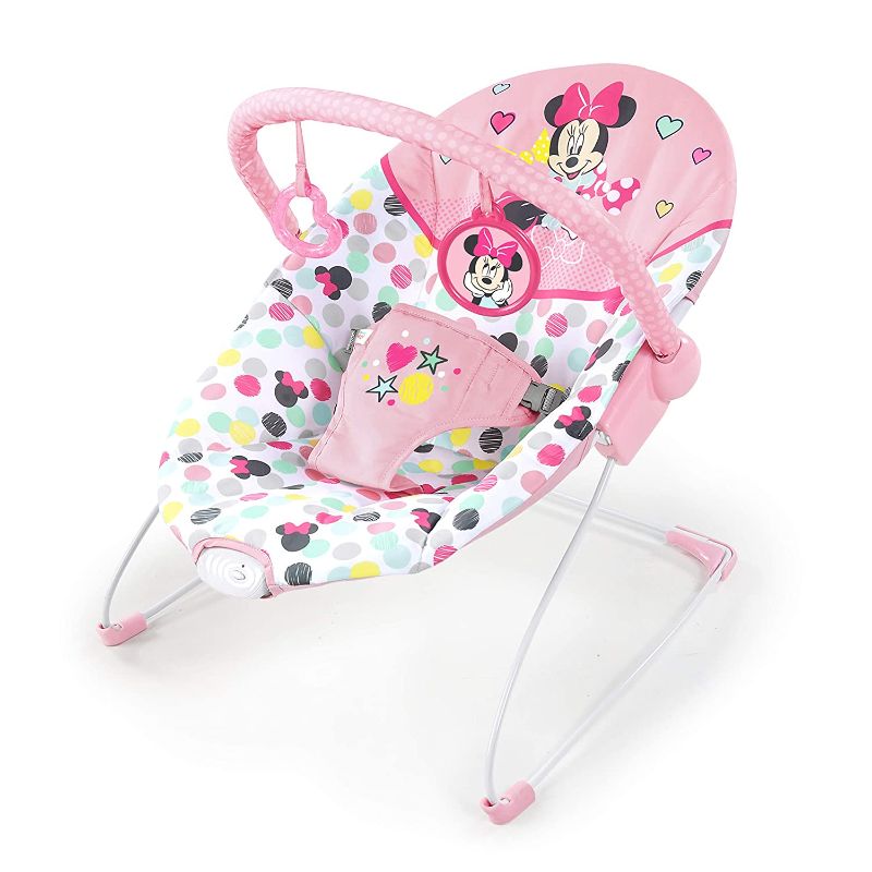 Photo 1 of Bright Starts Disney Baby Minnie Mouse Vibrating Bouncer with Toy bar- Spotty Dotty
